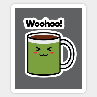 Woohoo! | Coffee | Charging | Low Battery | Cute Kawaii | Gray Magnet